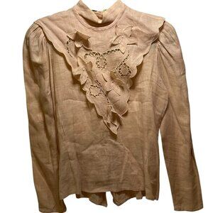 Vintage Cloak Of Many Colors Womens Rose Pale Pink Blouse Removable Collar Size
